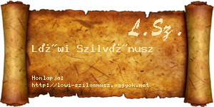 Löwi Szilvánusz névjegykártya